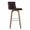 Armen Living Vienna 26" Swivel Counter Stool in Walnut Wood Finish with Brown Faux Leather LCVIBABRWA26 - alternate 1